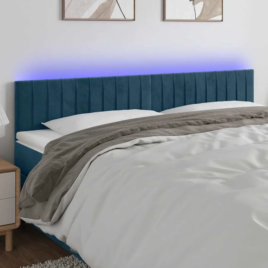 Tête de lit à LED Bleu foncé 180x5x78/88 cm Velours