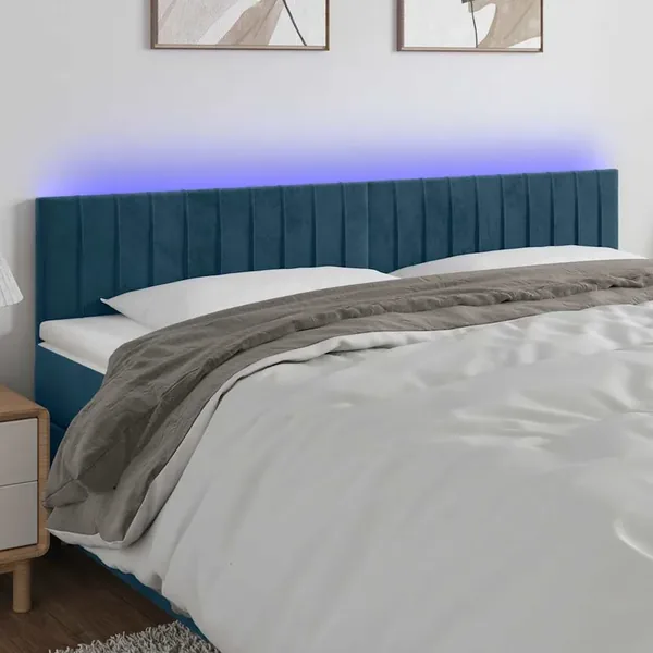 Tête de lit à LED Bleu foncé 180x5x78/88 cm Velours