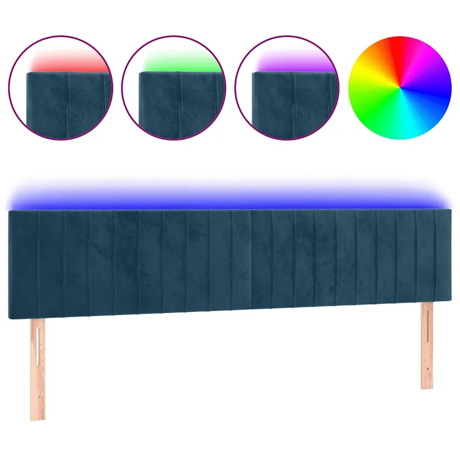 Tête de lit à LED Bleu foncé 180x5x78/88 cm Velours - 2