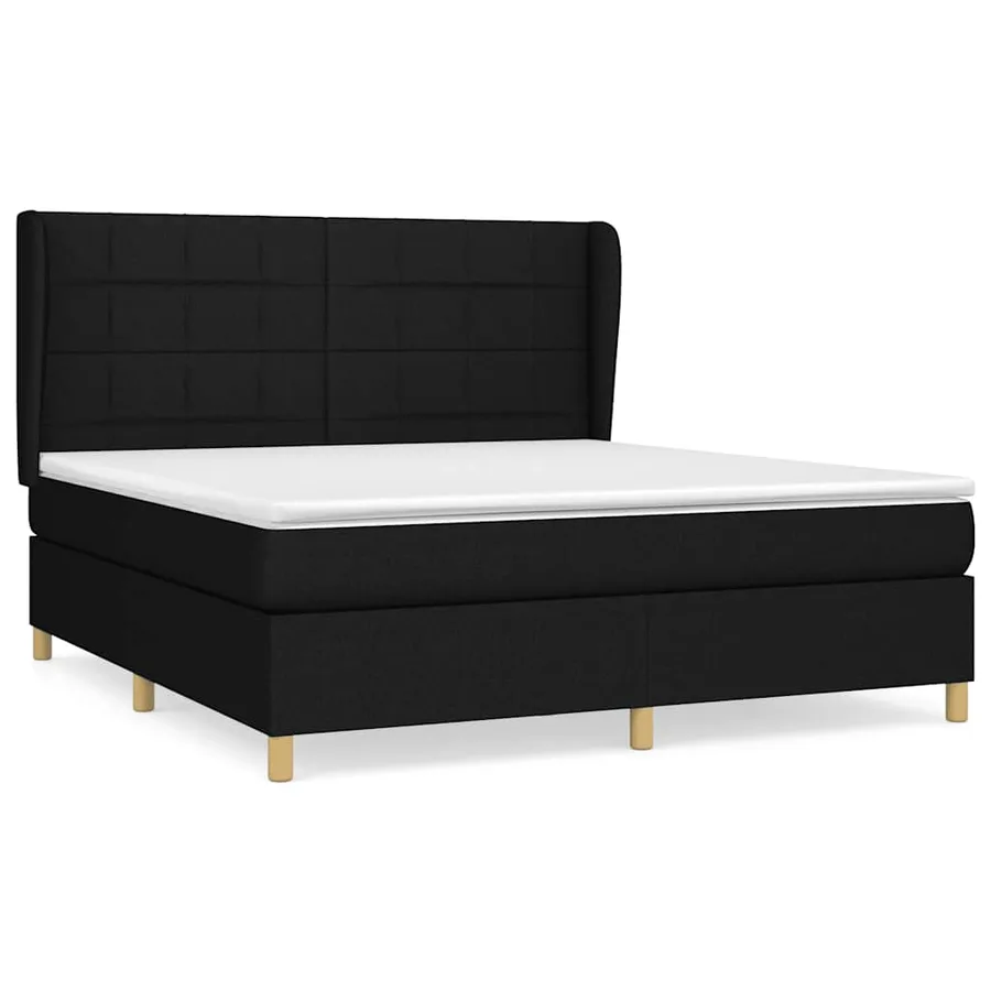 Sommier à lattes de lit avec matelas Noir 180x200 cm Tissu - 2