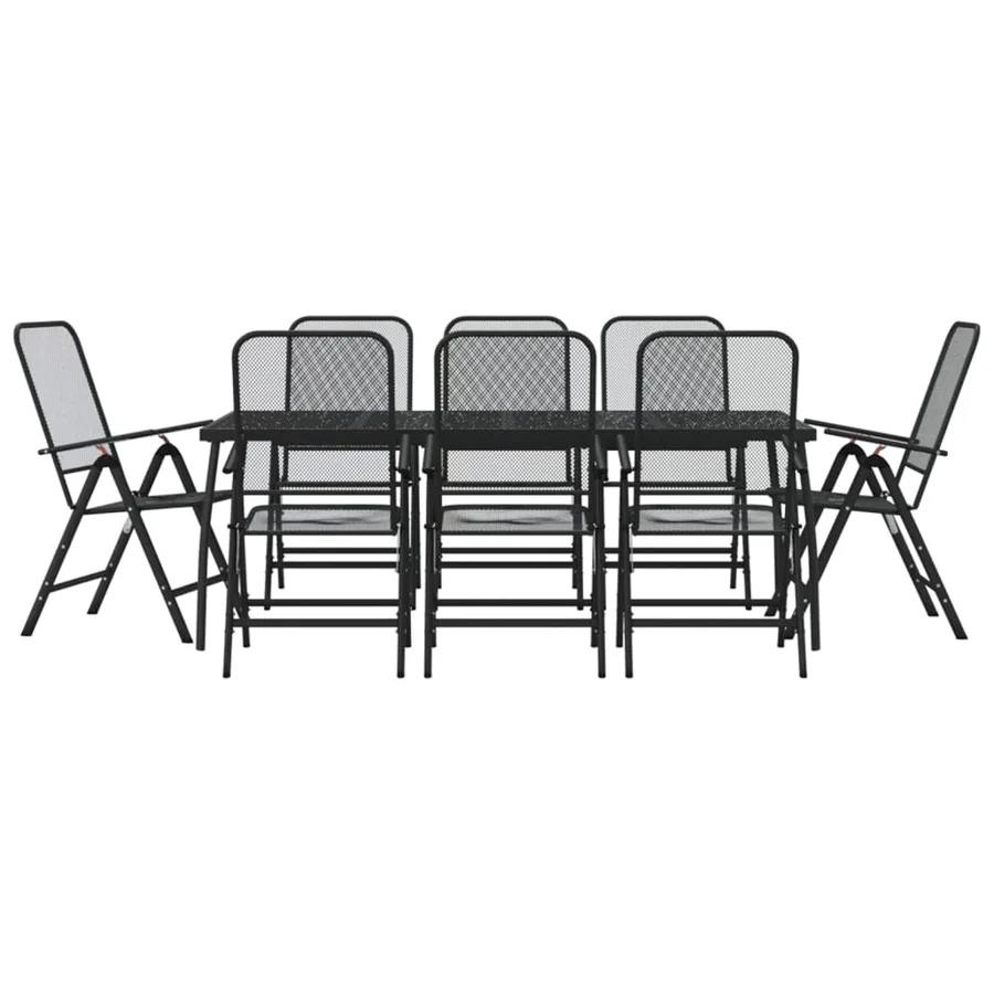 Ensemble à manger de jardin 9 pcs anthracite métal maille - 2
