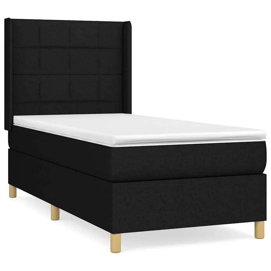 Sommier à lattes de lit avec matelas Noir 90x200 cm Tissu - 2