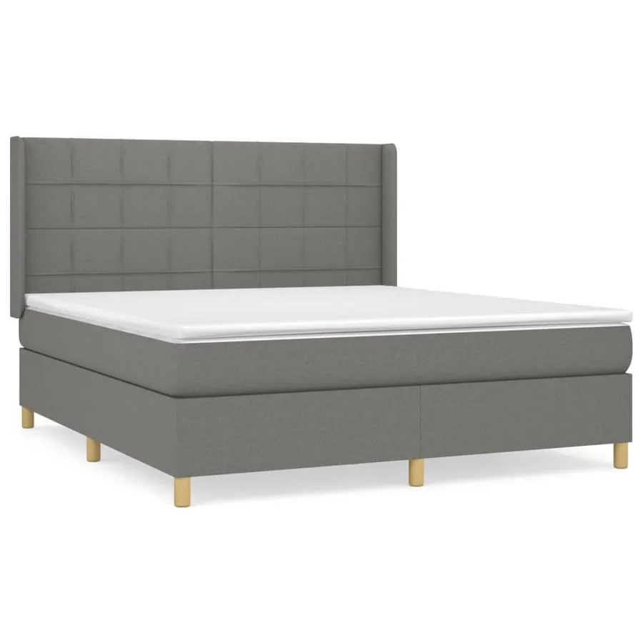 Sommier à lattes de lit avec matelas Gris foncé 180x200cm Tissu - 2