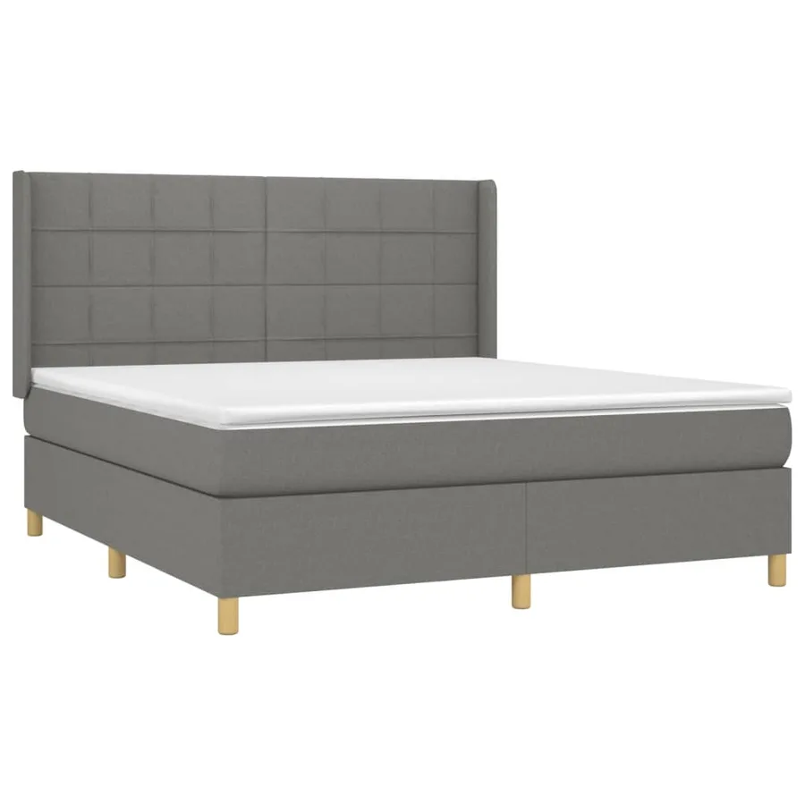 Sommier à lattes de lit avec matelas Gris foncé 180x200cm Tissu - 3