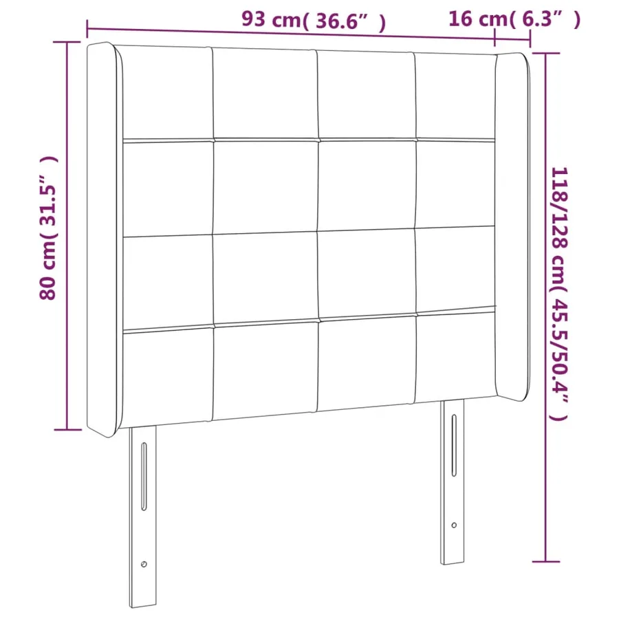 Tête de lit à LED Gris foncé 93x16x118/128 cm Tissu - 6
