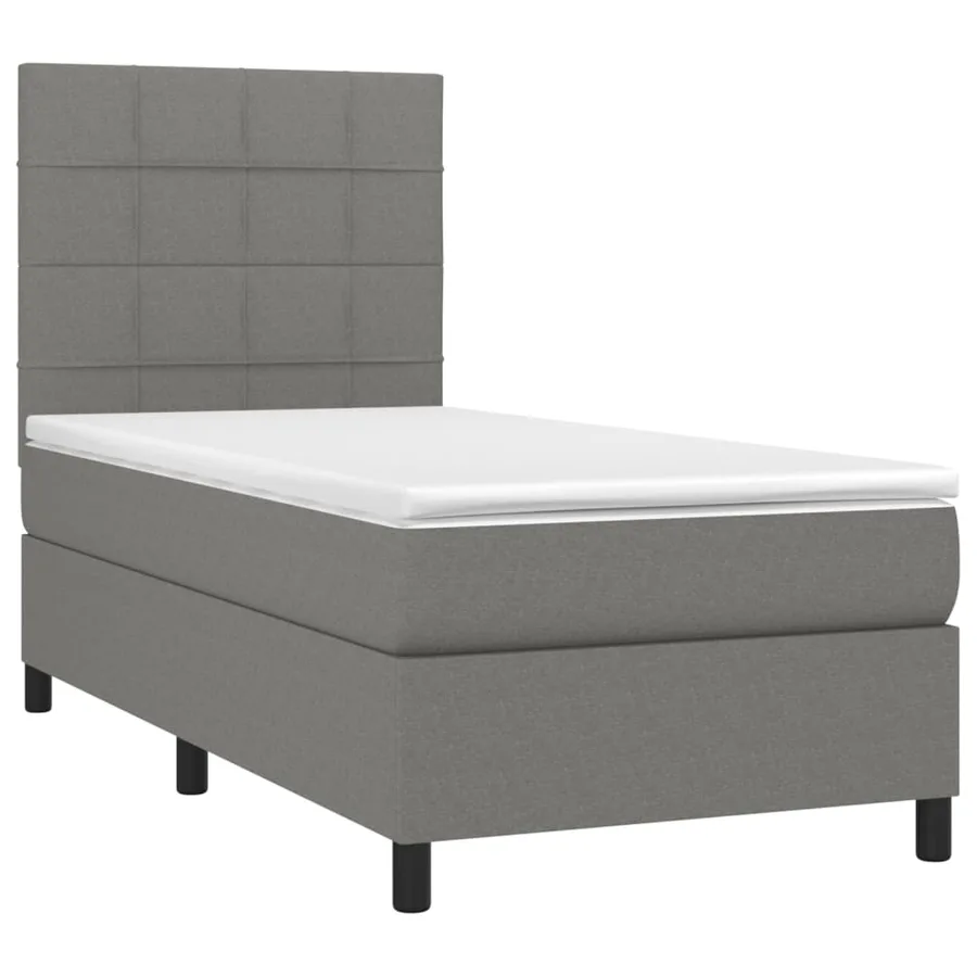 Sommier à lattes de lit avec matelas et LED Gris foncé 90x190cm - 3