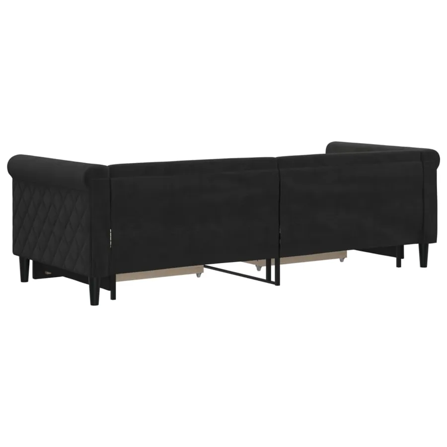 Lit de jour avec gigogne et tiroirs sans matelas noir 80x200 cm - 5
