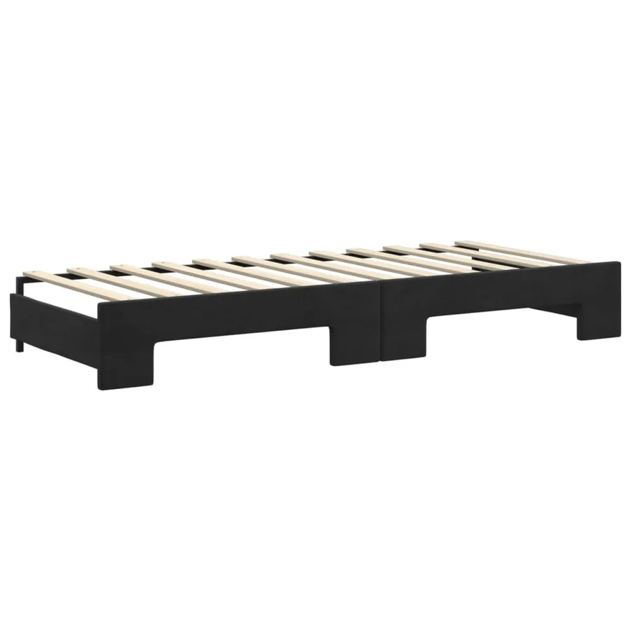 Lit de jour avec gigogne et tiroirs sans matelas noir 80x200 cm - 8