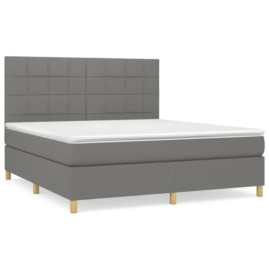 Sommier à lattes de lit avec matelas Gris foncé 180x200cm Tissu - 2