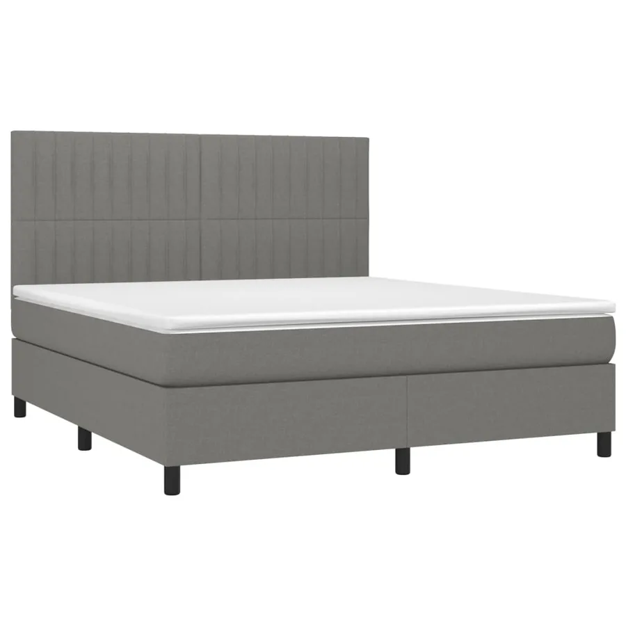 Sommier à lattes de lit et matelas et LED Gris foncé 180x200 cm - 3