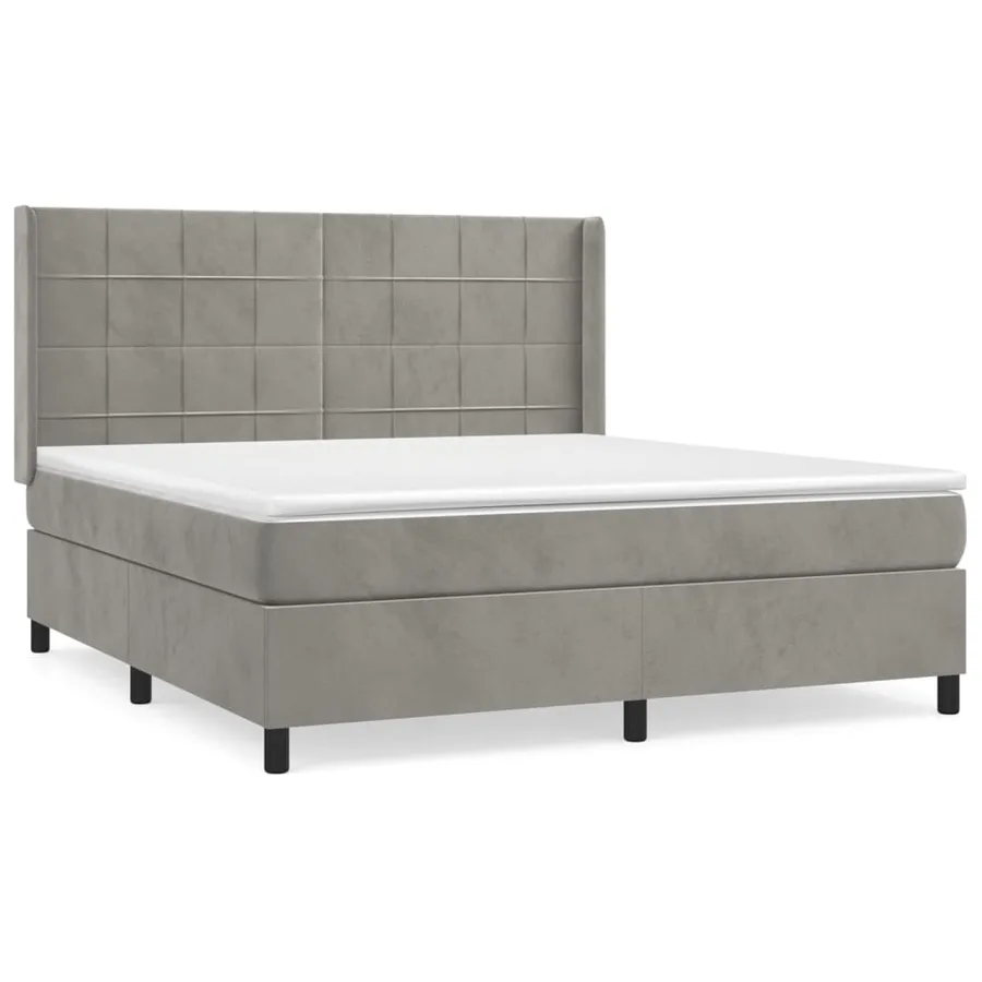 Sommier à lattes de lit et matelas Gris clair 180x200cm Velours - 2