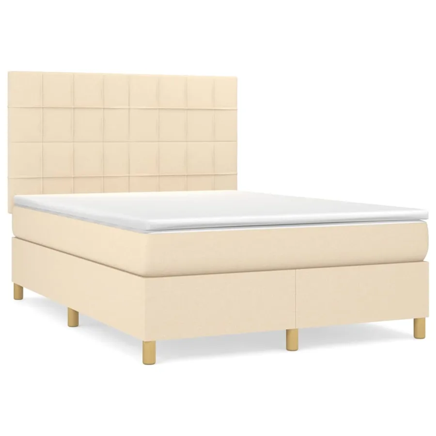 Sommier à lattes de lit avec matelas Crème 140x200 cm Tissu - 2