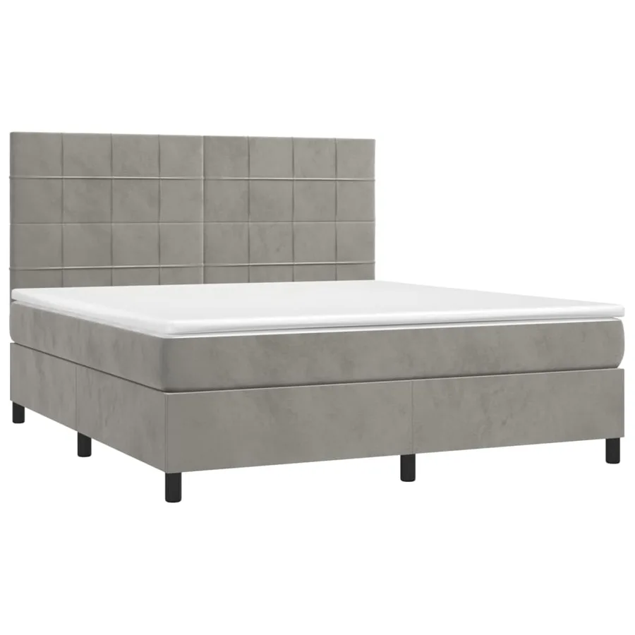 Sommier à lattes de lit et matelas Gris clair 180x200cm Velours - 3