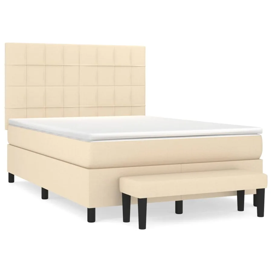 Sommier à lattes de lit avec matelas Crème 140x200 cm Tissu - 2