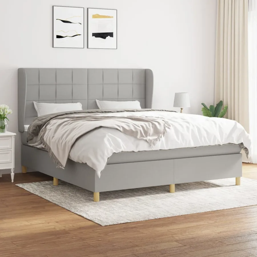 Sommier à lattes de lit avec matelas Gris clair 180x200cm Tissu
