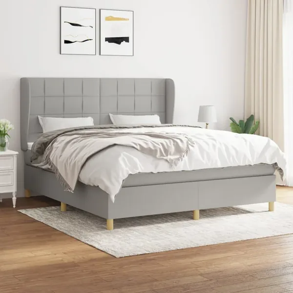Sommier à lattes de lit avec matelas Gris clair 180x200cm Tissu