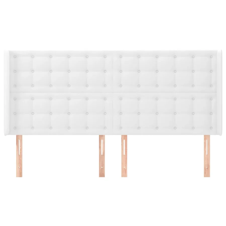 Tête de lit avec oreilles Blanc 183x16x118/128 cm Similicuir - 3