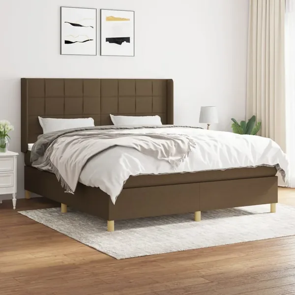 Sommier à lattes de lit avec matelas Marron foncé 180x200 cm