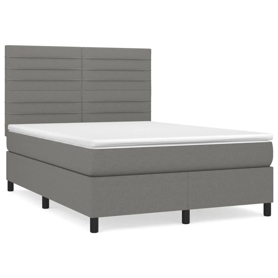 Sommier à lattes de lit avec matelas Gris foncé 140x200cm Tissu - 2