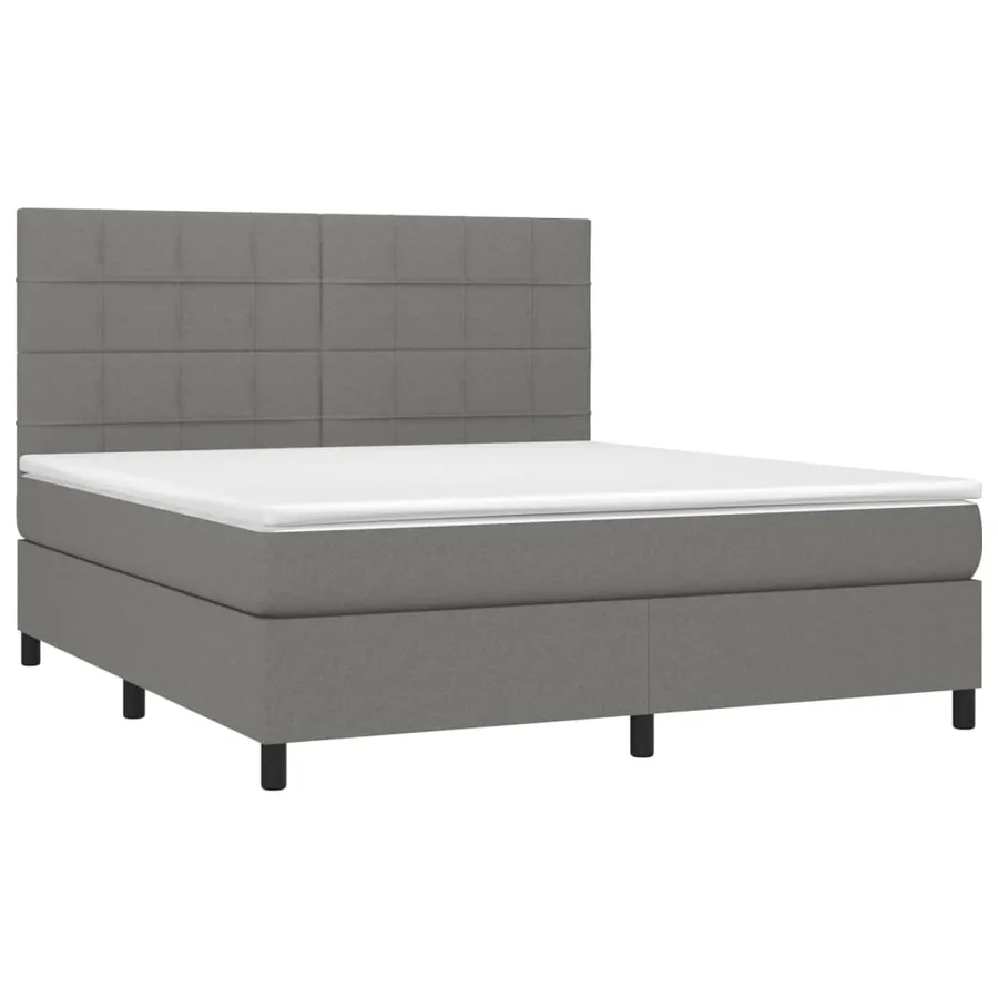 Sommier à lattes de lit et matelas et LED Gris foncé 160x200 cm - 3