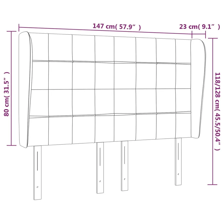 Tête de lit avec oreilles Gris clair 147x23x118/128 cm Tissu - 9
