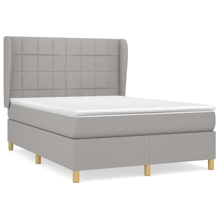 Sommier à lattes de lit avec matelas Gris clair 140x190cm Tissu - 2
