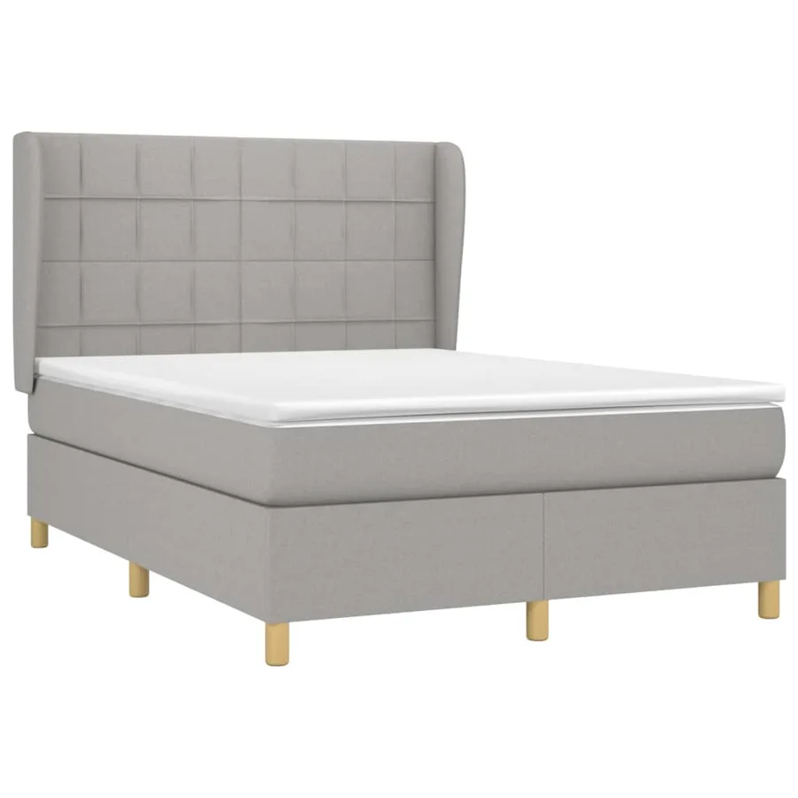 Sommier à lattes de lit avec matelas Gris clair 140x190cm Tissu - 3