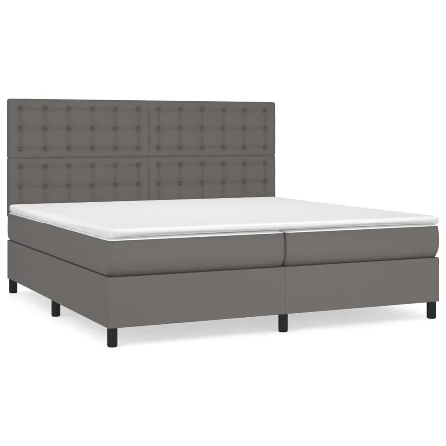 Sommier à lattes de lit avec matelas Gris 200x200 cm Similicuir - 2