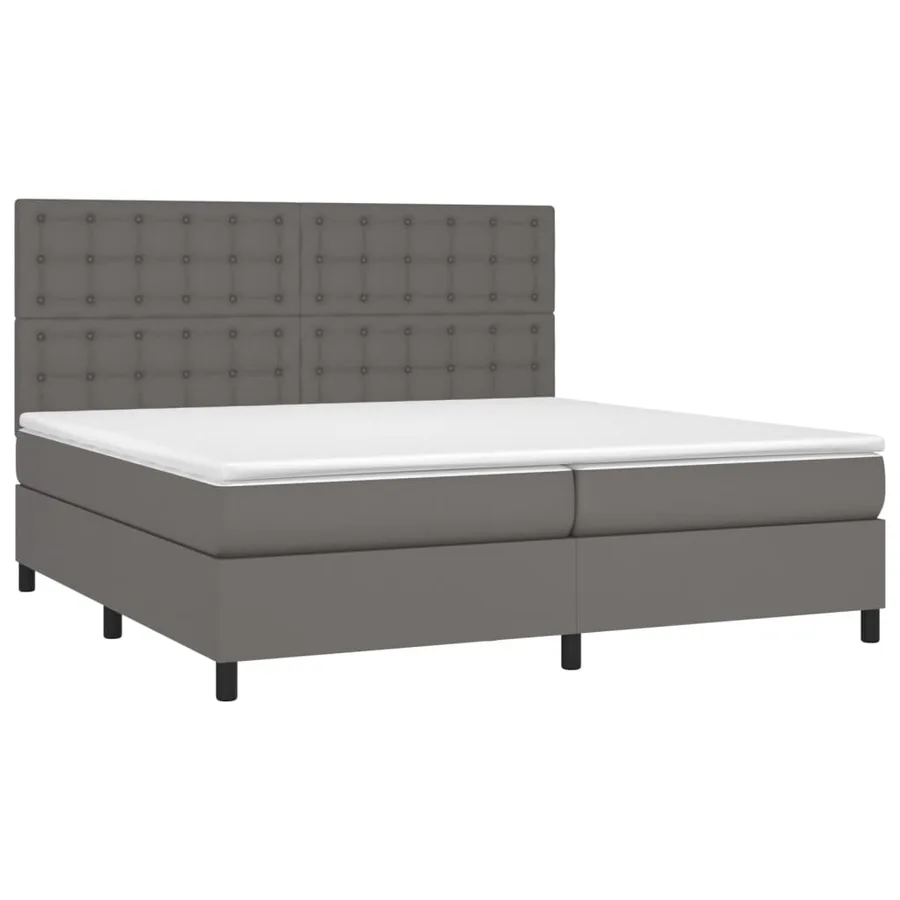 Sommier à lattes de lit avec matelas Gris 200x200 cm Similicuir - 3