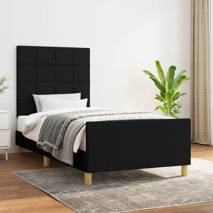 Cadre de lit sans matelas noir 100x200 cm tissu