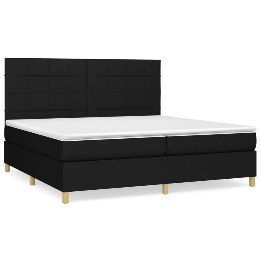 Sommier à lattes de lit avec matelas Noir 200x200 cm Tissu - 2