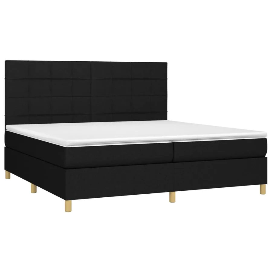 Sommier à lattes de lit avec matelas Noir 200x200 cm Tissu - 3