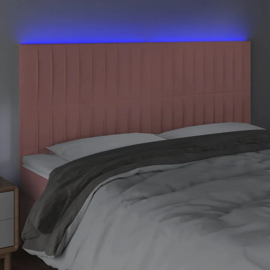 Tête de lit à LED Rose 160x5x118/128 cm Velours - 3