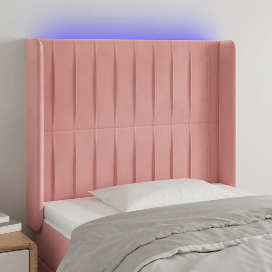 Tête de lit à LED Rose 83x16x118/128 cm Velours