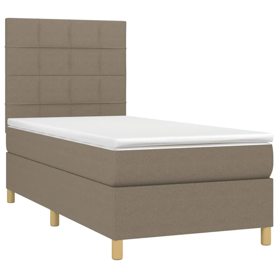 Sommier à lattes de lit et matelas et LED Taupe 90x200 cm Tissu - 3