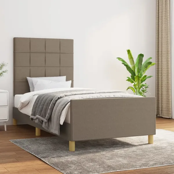 Cadre de lit sans matelas taupe 90x190 cm tissu