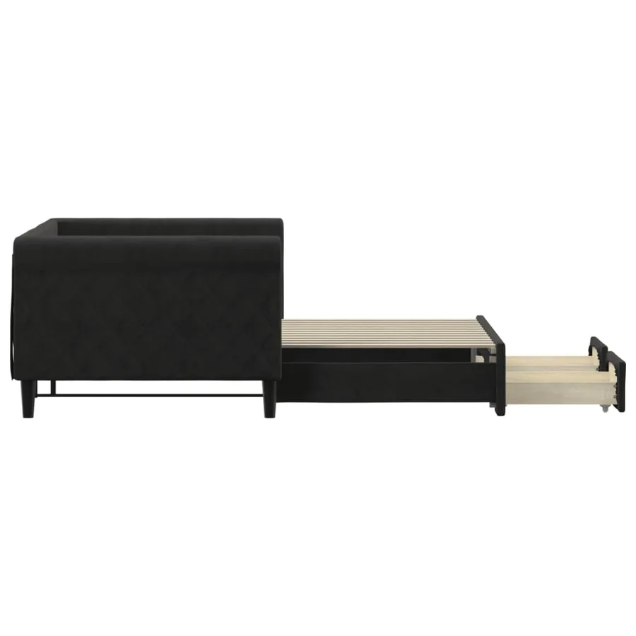 Lit de jour avec gigogne et tiroirs sans matelas noir 90x200 cm - 4