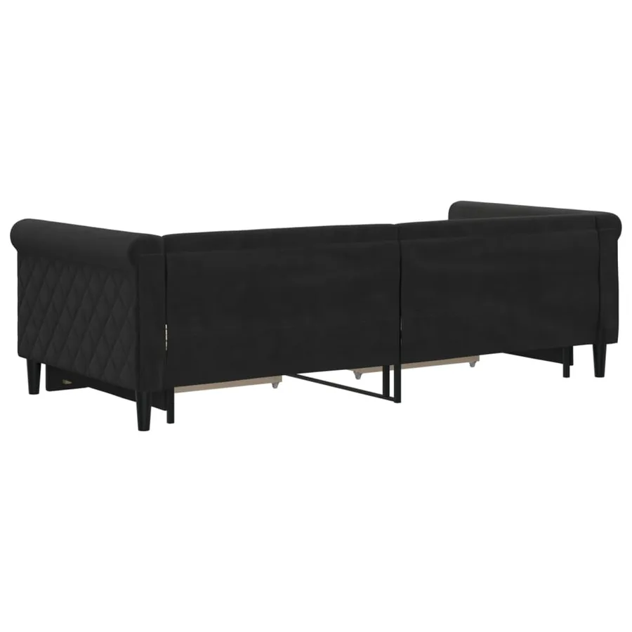 Lit de jour avec gigogne et tiroirs sans matelas noir 90x200 cm - 5