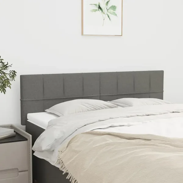 Têtes de lit Gris foncé 144x5x78/88 cm Tissu