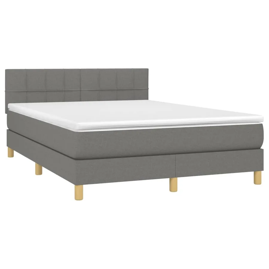 Sommier à lattes de lit et matelas et LED Gris foncé 140x190 cm - 3