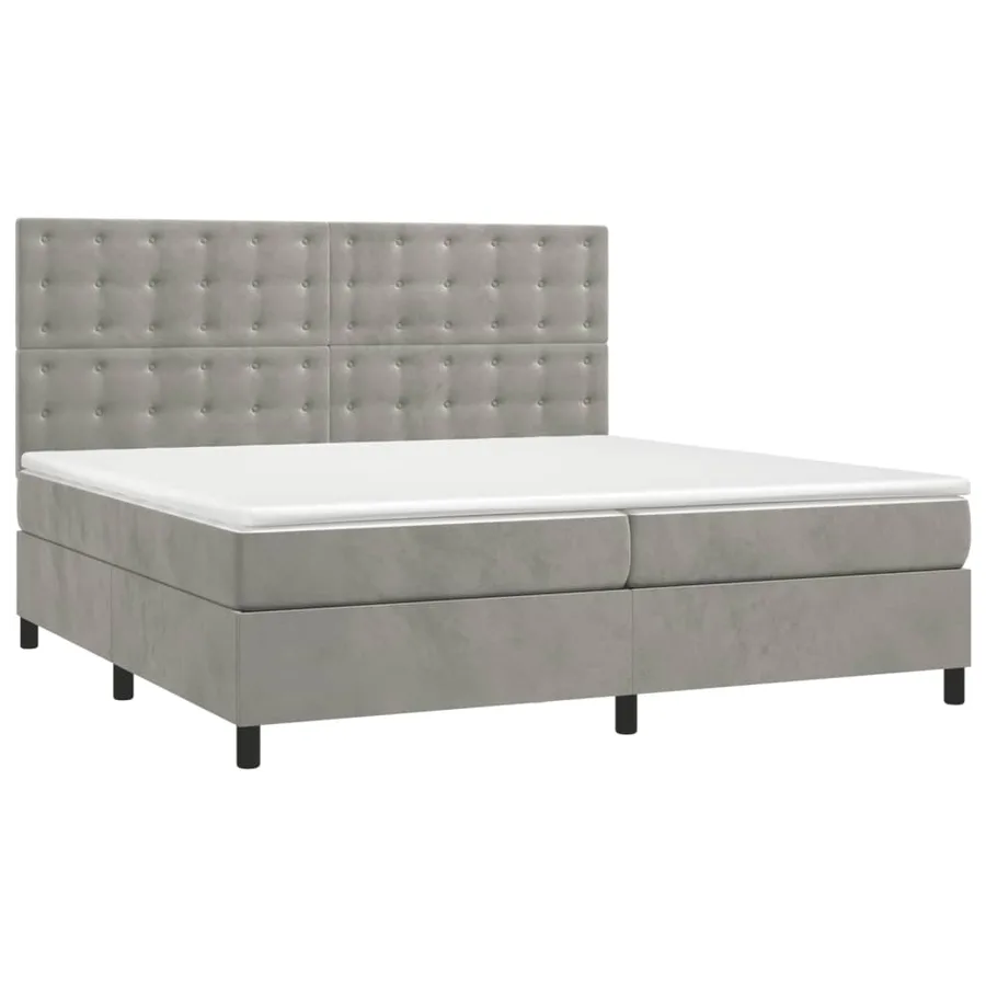 Sommier à lattes de lit et matelas Gris clair 200x200cm Velours - 3