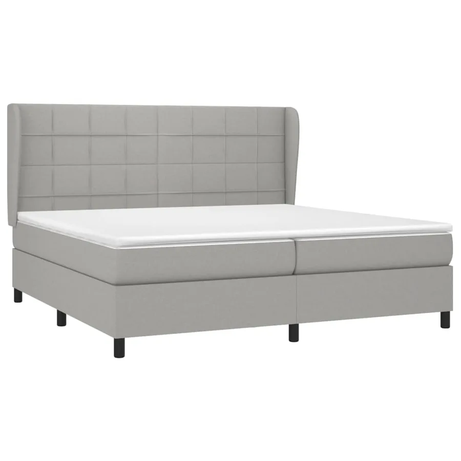 Sommier à lattes de lit avec matelas Gris clair 200x200cm Tissu - 3