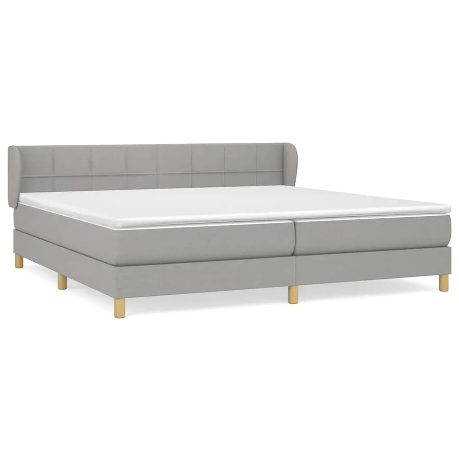 Sommier à lattes de lit avec matelas Gris clair 200x200cm Tissu - 2