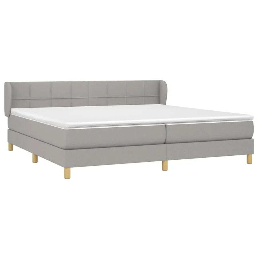 Sommier à lattes de lit avec matelas Gris clair 200x200cm Tissu - 3