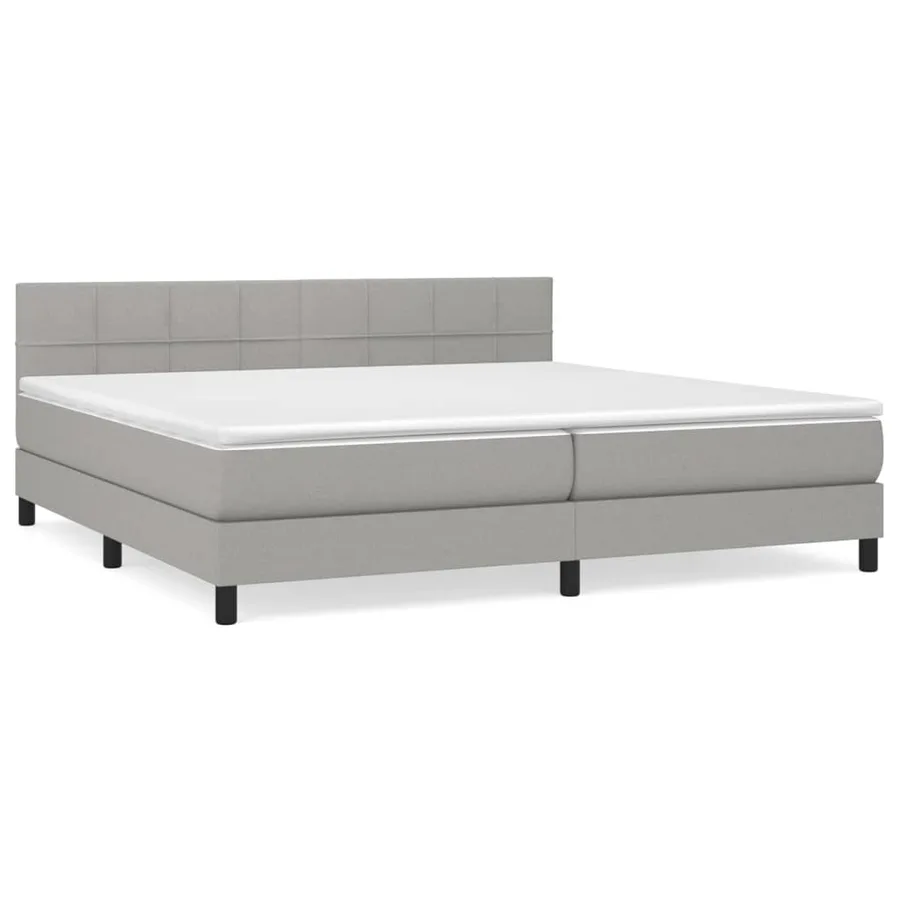 Sommier à lattes de lit avec matelas Gris clair 200x200cm Tissu - 2