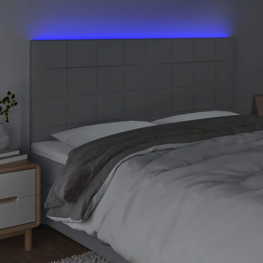 Tête de lit à LED Gris clair 200x5x118/128 cm Tissu - 3