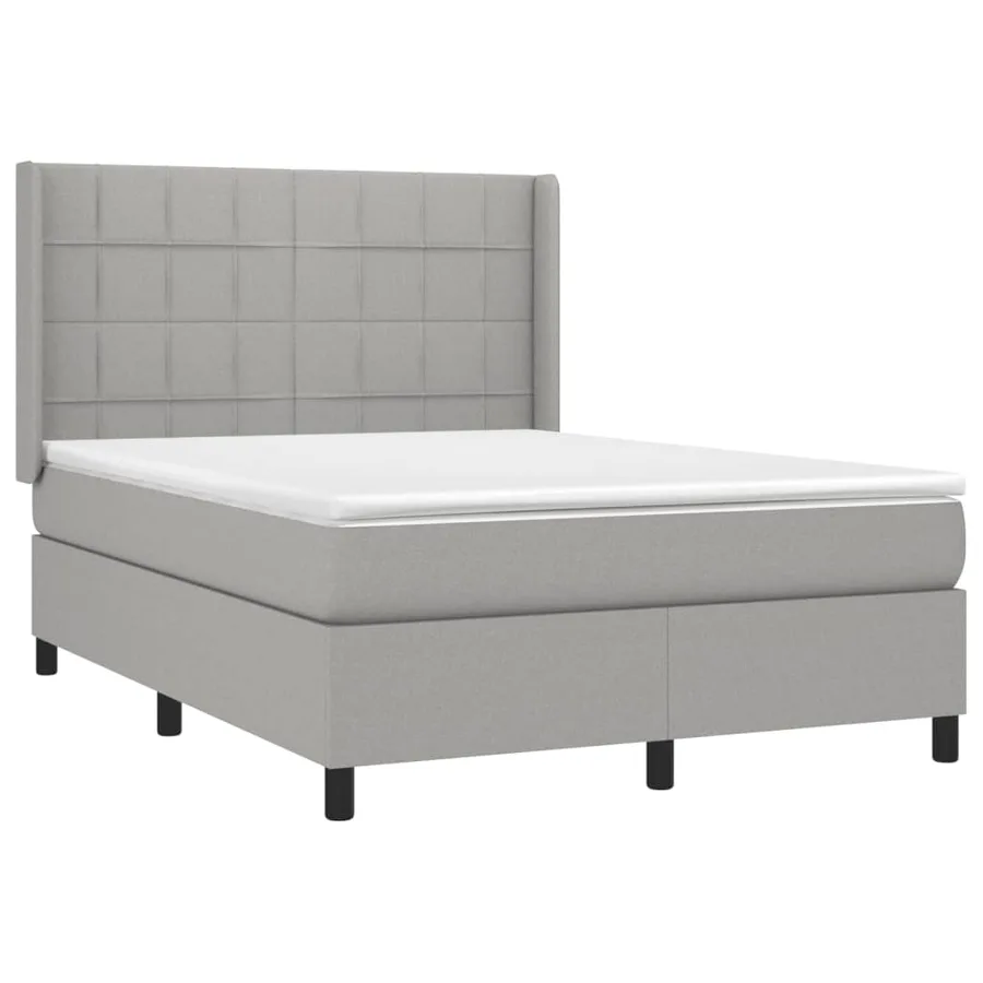 Sommier à lattes de lit matelas LED Gris clair 140x190 cm Tissu - 4