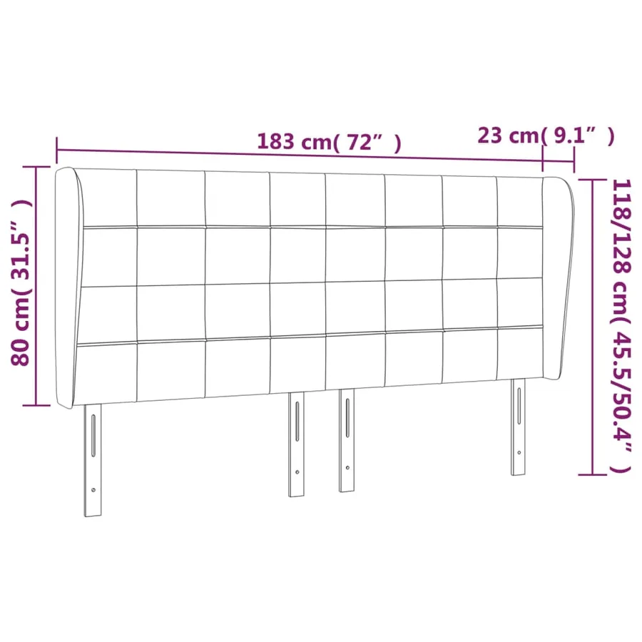 Tête de lit avec oreilles Crème 183x23x118/128 cm Tissu - 9