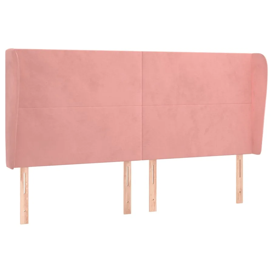 Tête de lit avec oreilles Rose 183x23x118/128 cm Velours - 2