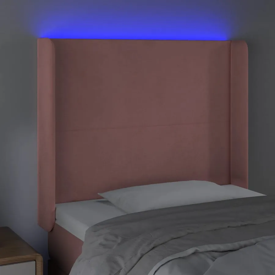 Tête de lit à LED Rose 93x16x118/128 cm Velours - 4